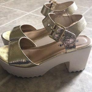 Gold platform sandals
